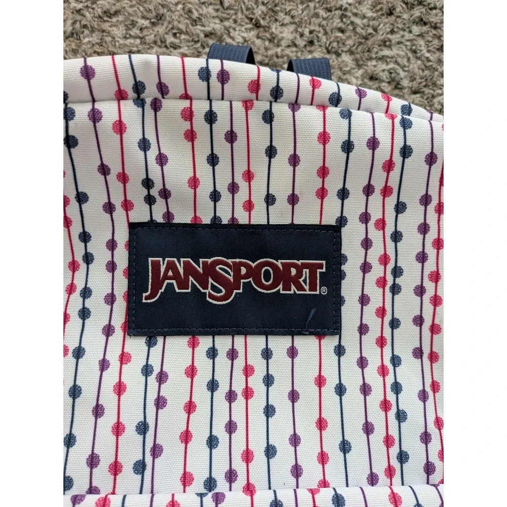 JanSport Superbreak‎ Backpack Two Pocket White With Dots JS00T501